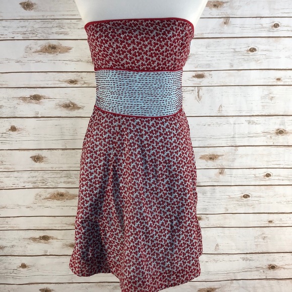 Free People Dresses & Skirts - Free People Strapless Red Leaf w/ Blue Tie (14335)